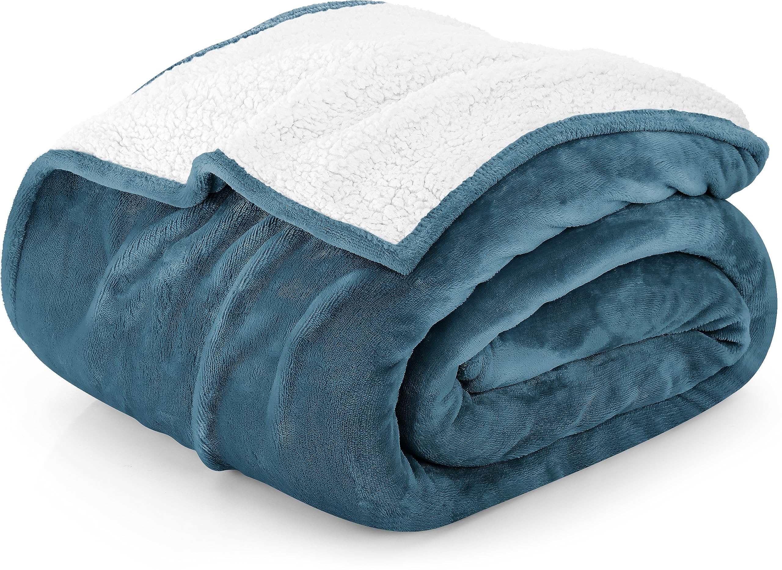 Utopia Bedding Sherpa Blanket Queen Size [Stone Blue, 90X90 Inches] - 480Gsm Thick Warm Plush Fleece Reversible Blanket For Bed,