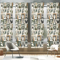 Ambesonne Animals Window Curtains Pack of 2, Cartoon Woodland Art with Exotic Leaves Koala and Deer Pattern Checkered, Lightweig
