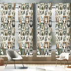 Ambesonne Animals Window Curtains Pack of 2, Cartoon Woodland Art with Exotic Leaves Koala and Deer Pattern Checkered, Lightweig