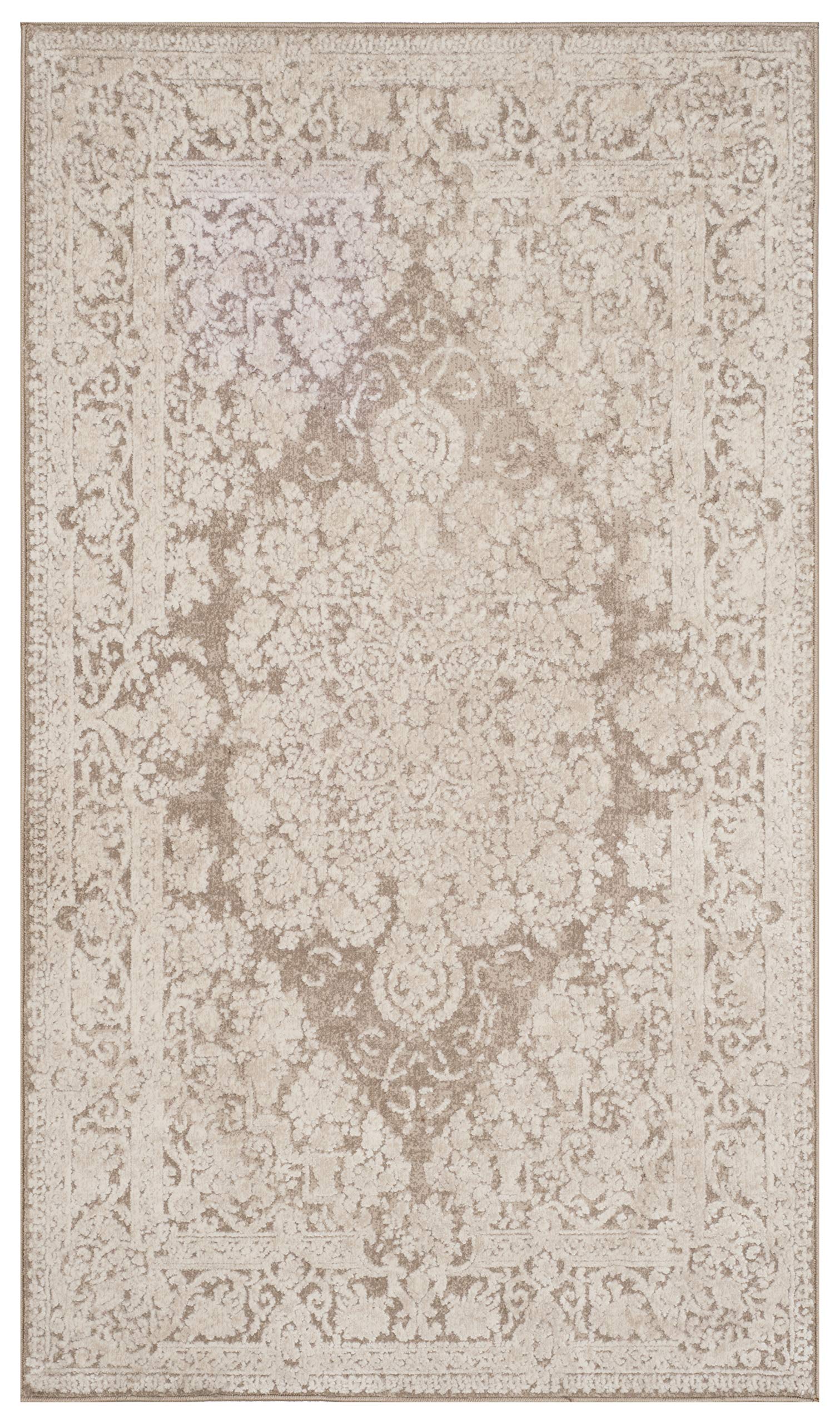 SAFAVIEH Reflection Collection Accent Rug - 2'3'' x 4', Beige & Cream, Vintage Distressed Design, Non-Shedding & Easy Care, Idea
