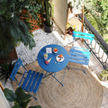 Grand Patio 3Pc Metal Folding Bistro Set, 2 Chairs And 1 Table, Weather-Resistant Outdoor/Indoor Conversation Set For Patio, Yard, Garden -Peacock Blue