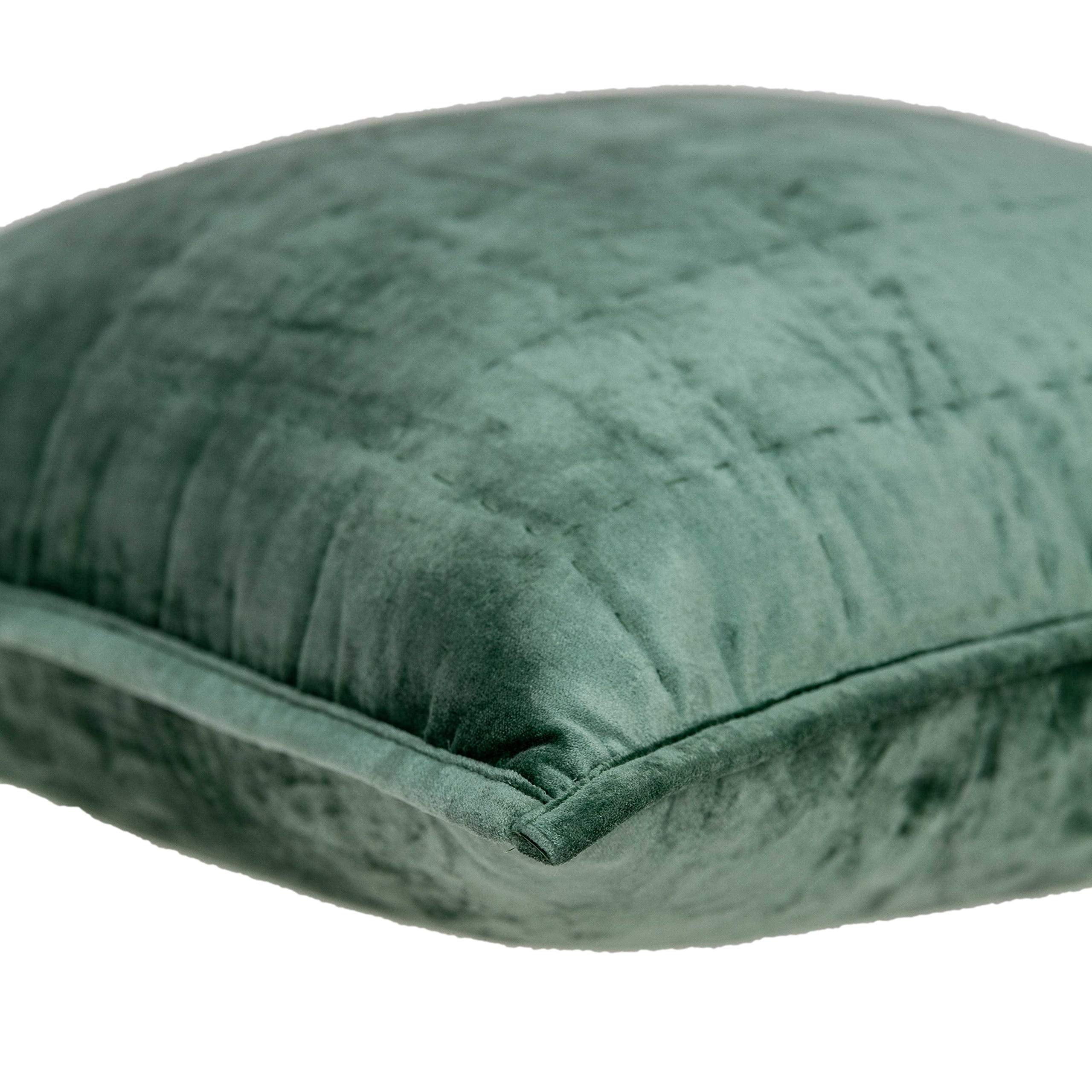 HomeRoots Decor 20' x 7' x 20' Transitional Green Solid Quilted Pillow Cover with Down Insert