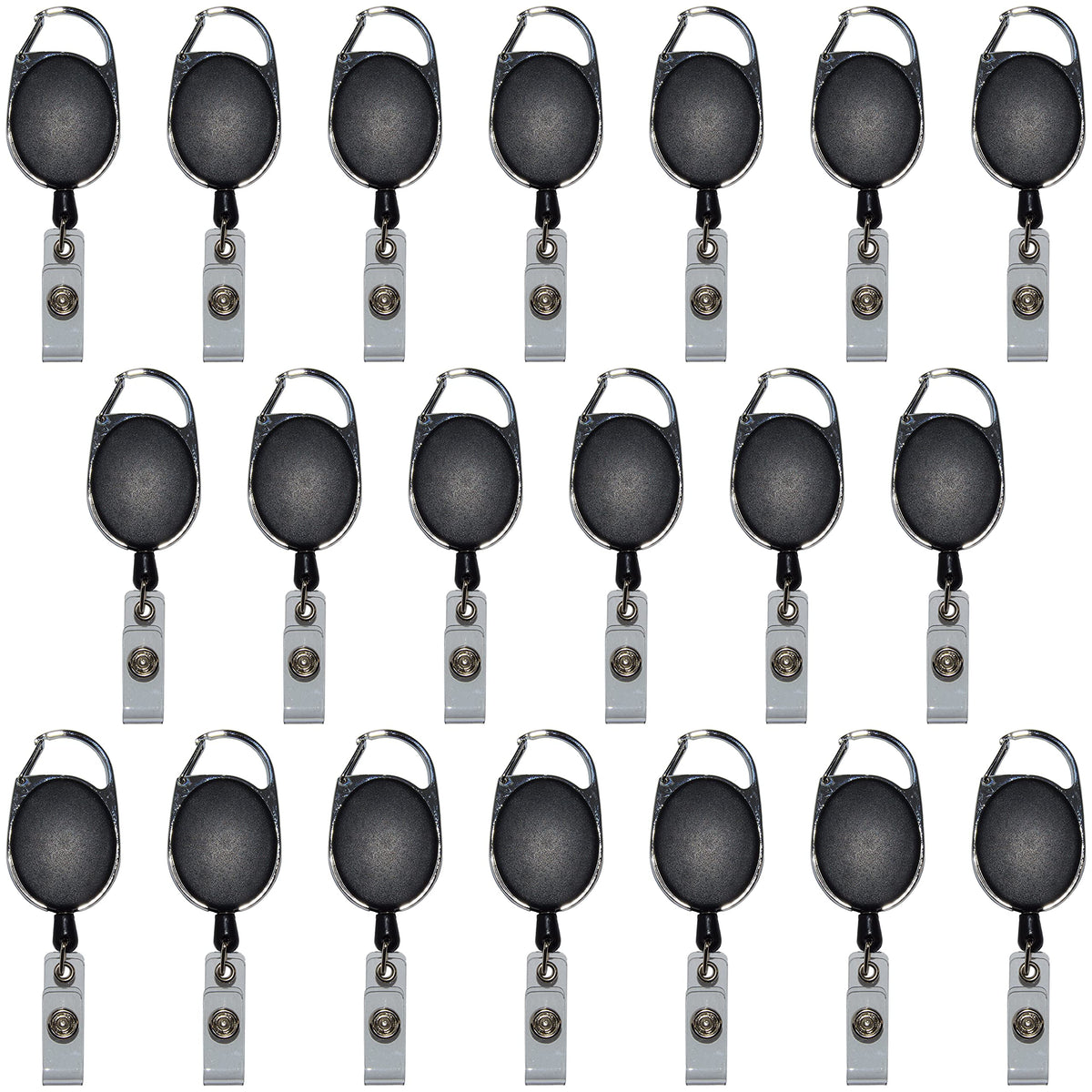 20 Pack Retractable Clip-On Carabiner Id Badge Holder Reels - Extends Up To 1.75 Feet For Security Badge, Keys, Identification,