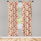 Ambesonne Mushroom Window Curtains Pack Of 2, Woodland Themed Illustration Of Spotted Toadstool Summer Season Forest Cartoon, Li