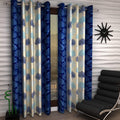 Kiara Creations 2 Piece Polyester Printed Curtains for Window 5 Feet, Blue (Blue, Window  5 Feet)