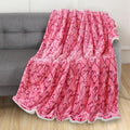 Elegant Comfort Valentines Day Sherpa Fleece Throw Blanket for Couch - Soft and Warm Sherpa Backing Reversible Pink Hearts Flan