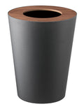 Yamazaki Home Trash Can - Small Modern Home Wastebasket for Bathroom Kitchen office Steel + Wood One Size Walnut