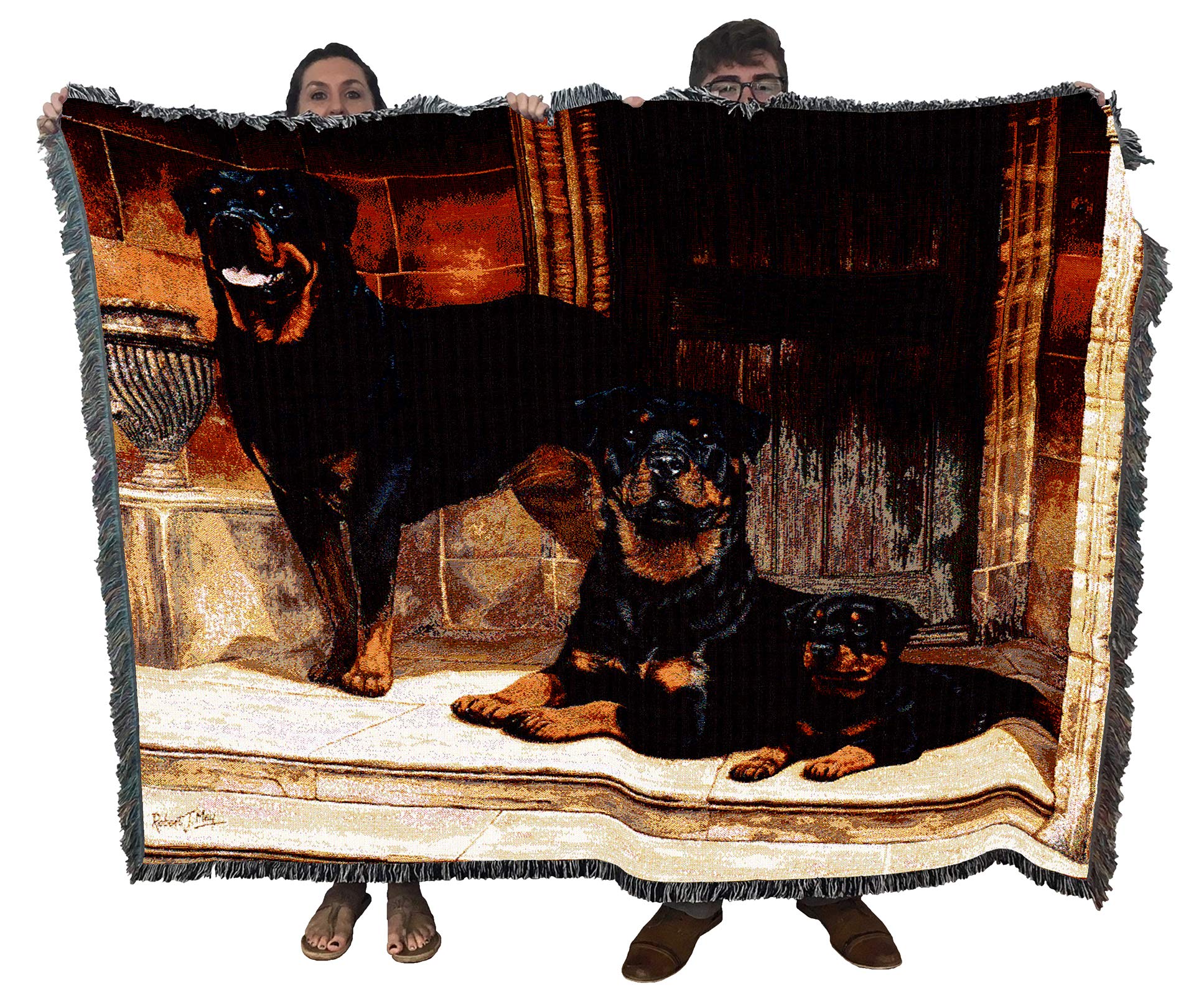 Pure Country Weavers Rottweiler Blanket By Robert May - Gift For Dog Lovers - Tapestry Throw Woven From Cotton - Made In The Usa