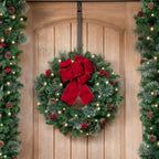 Haute Decor Hook & Lattice Metal Adjustable Length Over The Door Wreath Hanger, Matte Black (1 Pack) - Strong Unique Modern Desi