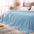 Bedelite Fleece Blankets Queen Size Washed Blue Throw Blankets For Bed, Luxury Plush Cozy Fuzzy Blanket 90X90 Inches, Super Soft