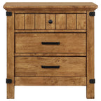 Coaster Home Furnishings Brenner Farmhouse Wood 3-Drawer Bedroom Nightstand Bedside Table Organizer Unit Rustic Honey 205262