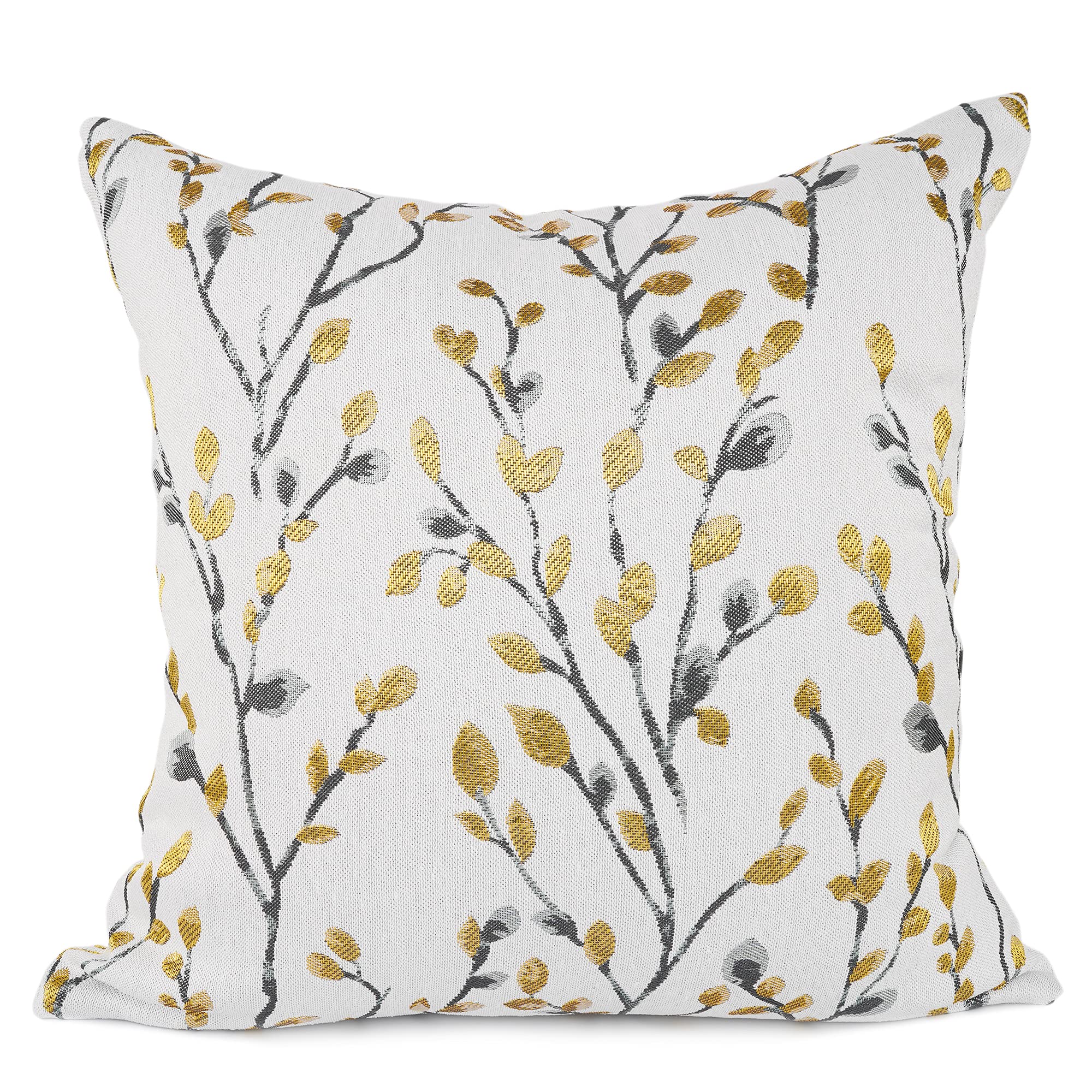 Your Smile Classical Embroidery Jacquard Yellow/Gold Square Decorative Throw Pillow Case Cushion Cover 18X18 Inch
