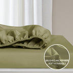 Cathay Home Essentials Ultra Soft Hypoallergenic Wrinkle Resistant Double Brushed Microfiber Bedding Sheet Set, Sage, Queen