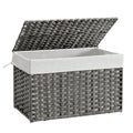 SONGMICS Storage Basket with Lid, 27.7 Gallon (105L) Storage Bin, Woven Blanket Storage Basket with Handles, Foldable, Removable