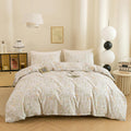 ECOCOTT Floral Duvet Cover King Size -100% Washed Cotton Chic Cute Floral Pattern Bedding Set, Fresh Garden Botanical Comforter 