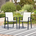 Outdoor Patio Chairs Set Of 2, Blue Stackable Patio Chairs, Sling Chairs With High Back, Metal Outdoor Chairs For Lawn, Garden,