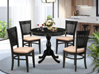 East West Furniture Amva5-Blk-C 5 Piece Dining Set Includes A Round Kitchen Table With Pedestal And 4 Linen Fabric Upholstered Dining Chairs, 36X36 Inch, Black