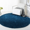 SAFAVIEH August Shag Collection Accent Rug - 4 Round, Navy, Solid Design, Non-Shedding & Easy Care, 1.2-inch Thick, Ideal for T