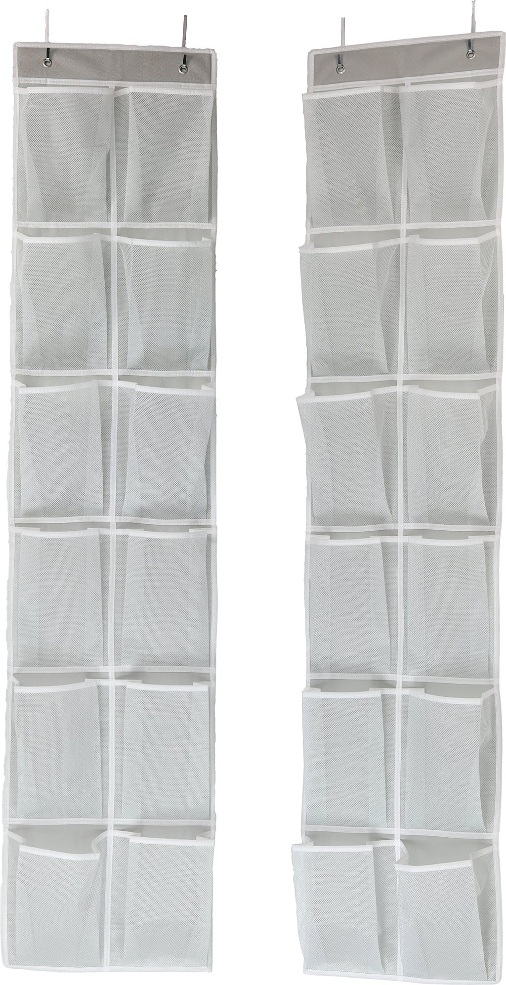 Simple Houseware 24 Pockets - 2Pk 12 Large Pockets Over Door Hanging Shoe Organizer, Grey