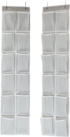 Simple Houseware 24 Pockets - 2Pk 12 Large Pockets Over Door Hanging Shoe Organizer, Grey