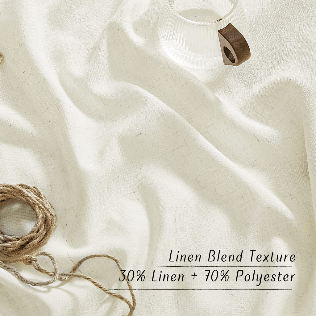 Nicetown Linen Off White Window Curtains 84 Inches Long, Grommet Thick Linen Blend Window Treatments Privacy Assured With Light Filtering For Bedroom/Living Room, W42 X L84