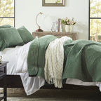 Anluoer Quilt Queen Size Bedding Set-Olive Green Embossed, Bedspreads-Lightweight Summer Soft Microfiber Bedspread, Bed Coverlet