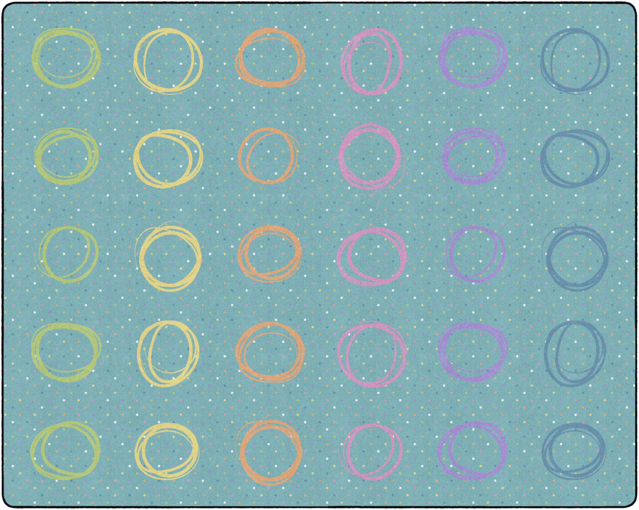 Flagship Carpets Smiley Circle Sampler Abstract Educational Area Rug for Kids Room Seating D  cor, Children's Classroom, Play Ca