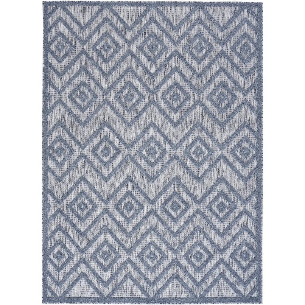 Nourison Versatile Indoor/Outdoor Denim Blue 5' X 7' Area Rug, Easy Cleaning, Non Shedding, Bed Room, Living Room, Dining Room, Deck, Backyard, Patio, High Traffic Area (5X7)