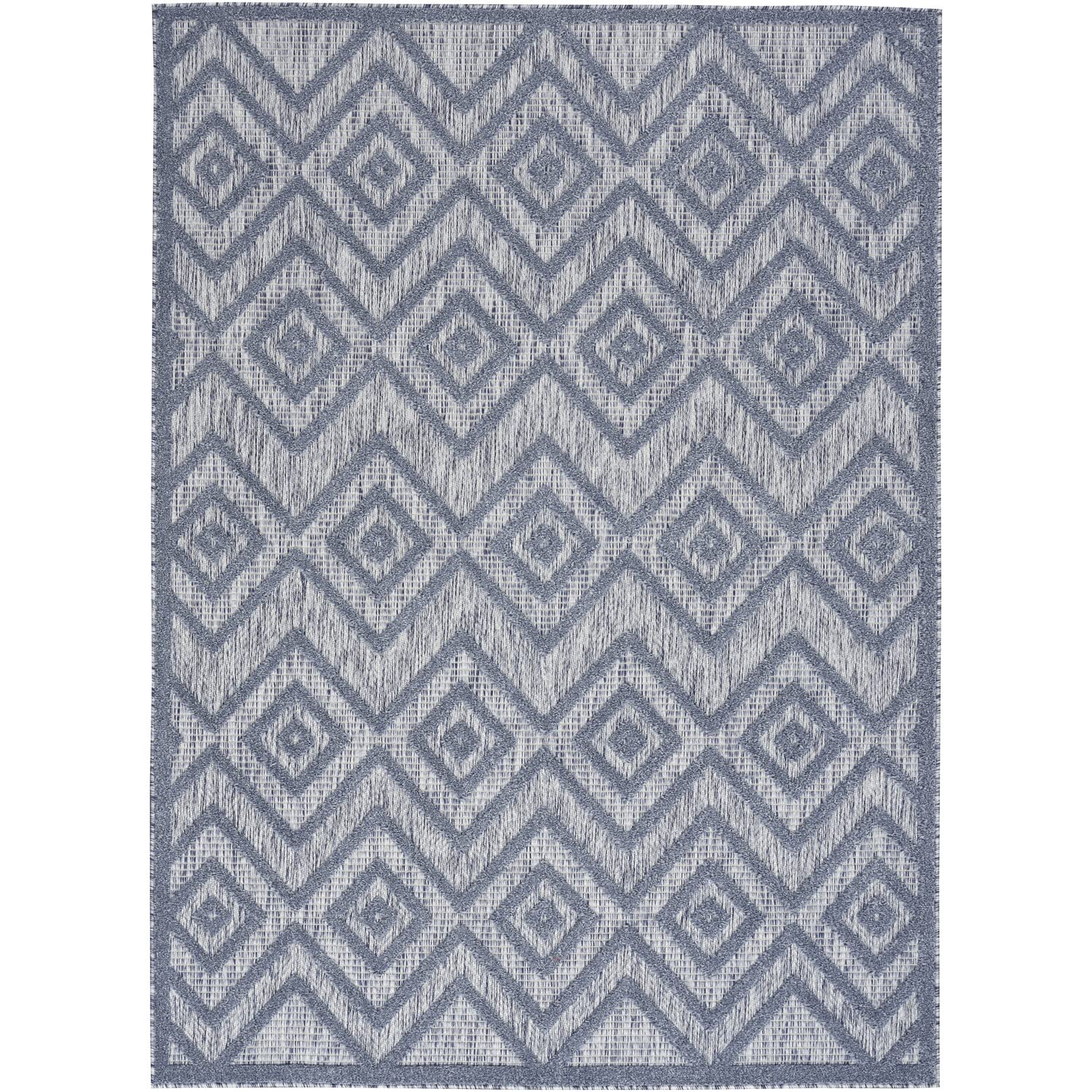 Nourison Versatile Indoor/Outdoor Denim Blue 5' X 7' Area Rug, Easy Cleaning, Non Shedding, Bed Room, Living Room, Dining Room, Deck, Backyard, Patio, High Traffic Area (5X7)