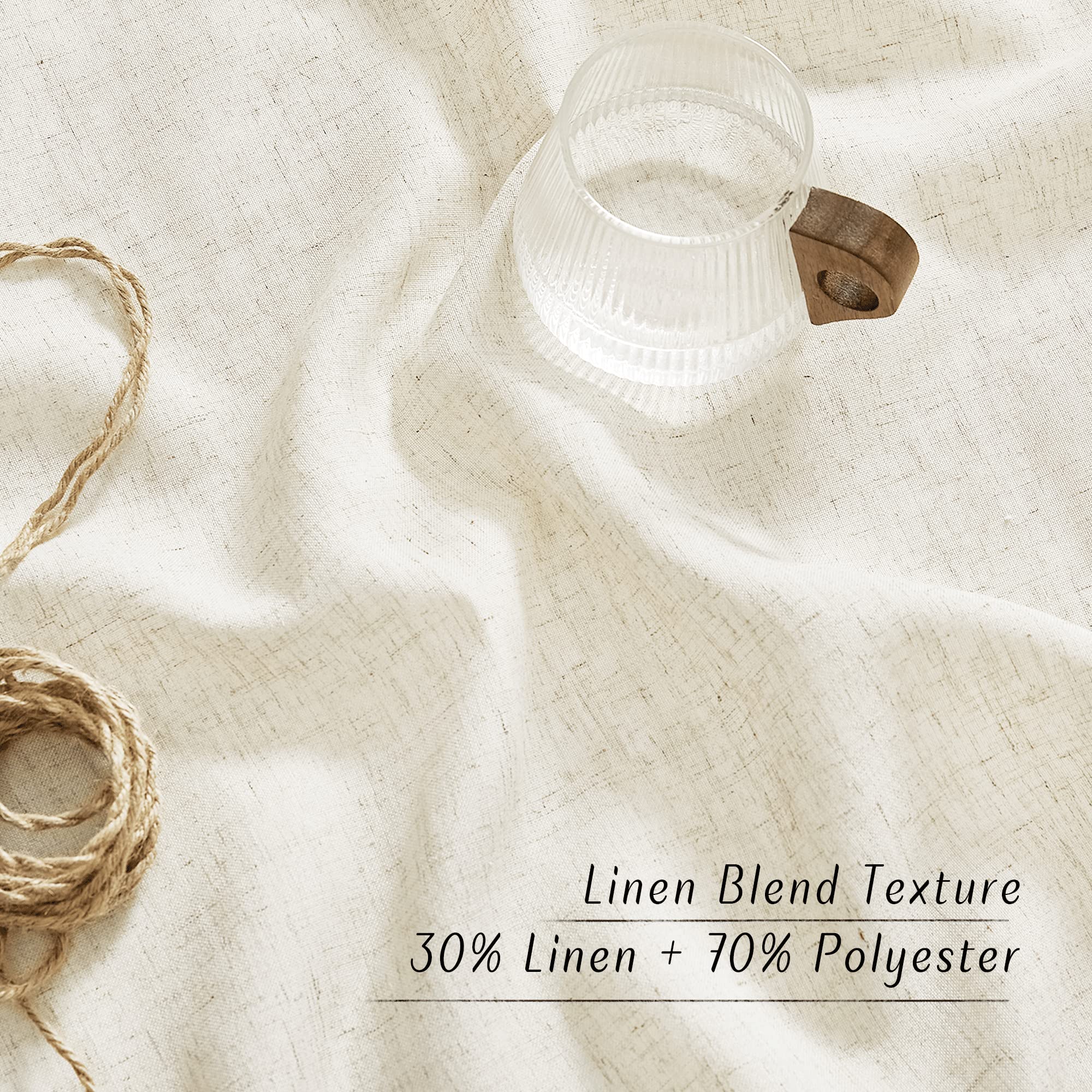 Nicetown Natural Linen Curtains For Bedroom, Decorative Thick Flax Window Treatments Semi Sheer Privacy Assured With Light Through For Nursery/Bathroom, W55 X L54, Sold As 2 Panels