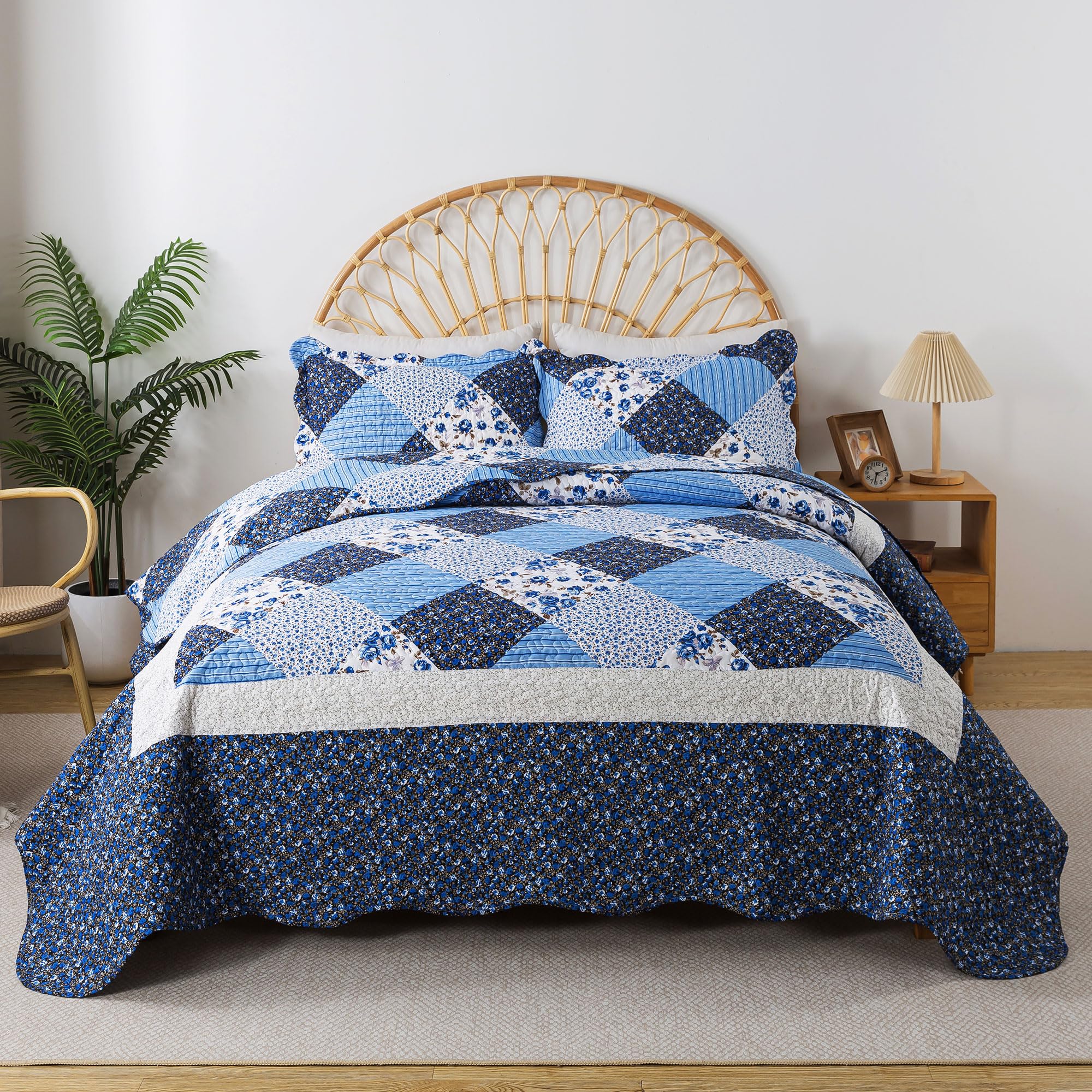 HoneiLife Queen Bedspreads Oversized - 106x106 Quilt Sets 3-Piece, Queen Quilt Bedding Sets for All Season Use, Microfiber Cover
