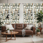 Ambesonne Animals Window Curtains Pack Of 2, Cartoon Woodland Art With Exotic Leaves Koala And Deer Pattern Checkered, Lightweig
