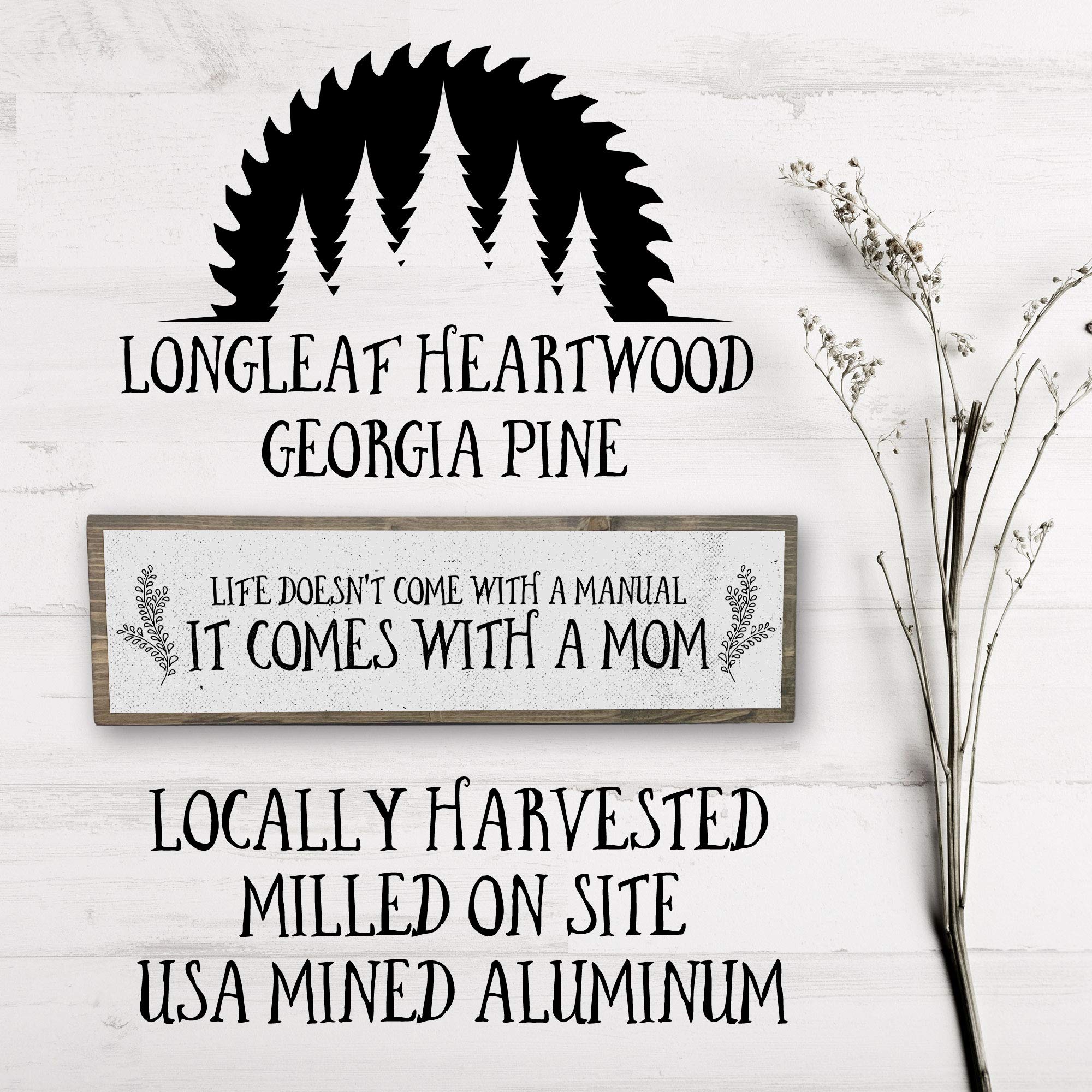 Mom Wood Signs (Medium - Wood And Metal, Life Doesnt Come With A Manual It Comes With A Mom)