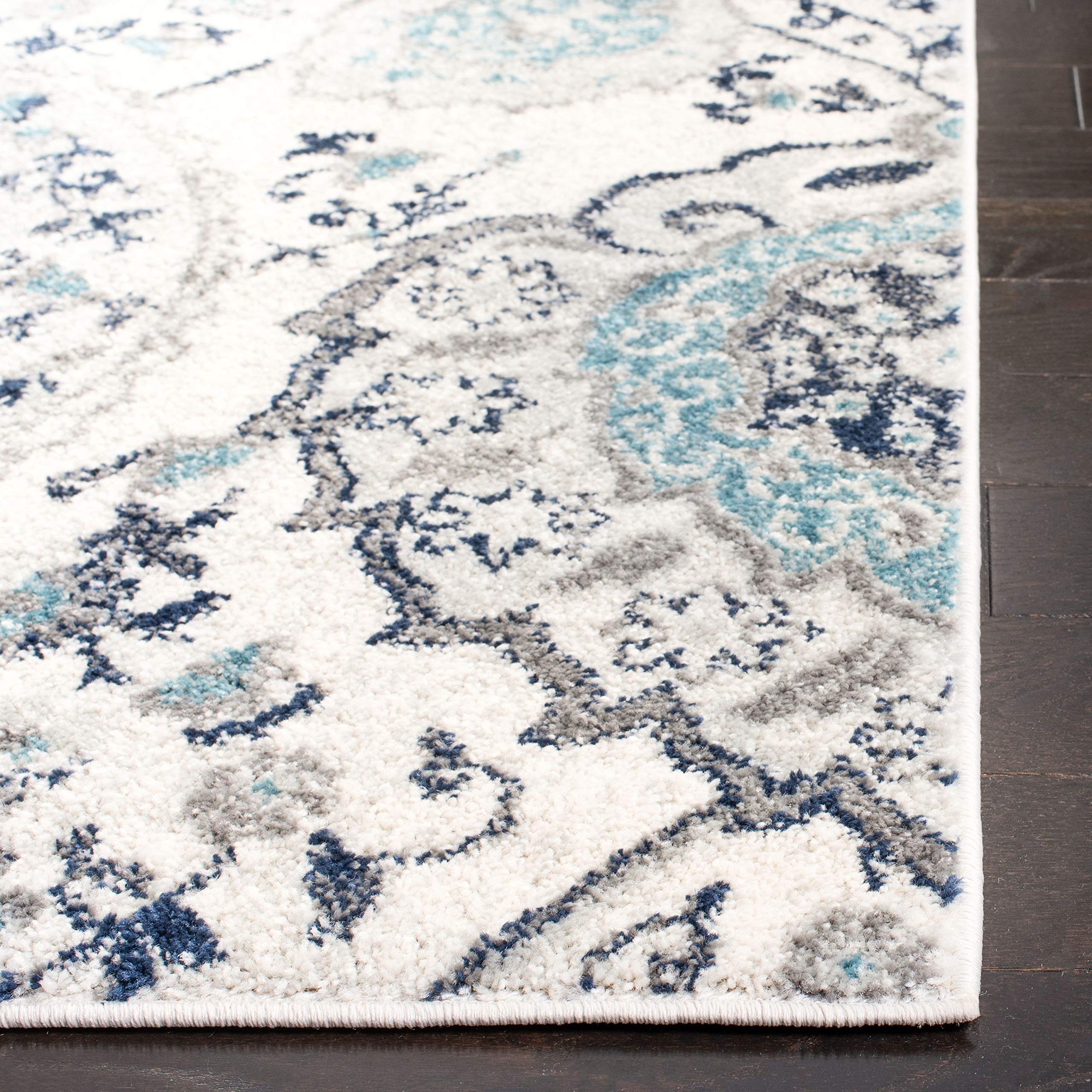 Safavieh Madison Collection Runner Rug - 2'3'' X 22', Cream & Light Grey, Boho Chic Glam Paisley Design, Non-Shedding & Easy Car