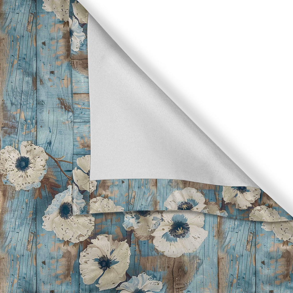 Ambesonne Poppy Window Valance Pack Of 2, Vintage Farmhouse Concept Beige Tone Petals Floral On Rustic Backdrop, Rod Pocket Curtain Valances For Kitchen Bedroom, 54' X 12', Coconut Pale Blue And Dusk