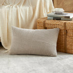 Fancy Homi Set Of 2 Taupe Boho Lumbar Rectangle Decorative Throw Pillow Covers 12X20 Inch With Diagonally Pattern For Couch Bed