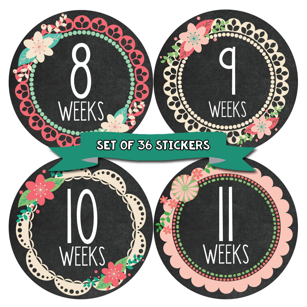 Months In Motion Pregnancy Weekly Belly Growth Stickers - Week to Week Pregnant Expecting Photo Prop - Maternity Keepsake - Baby
