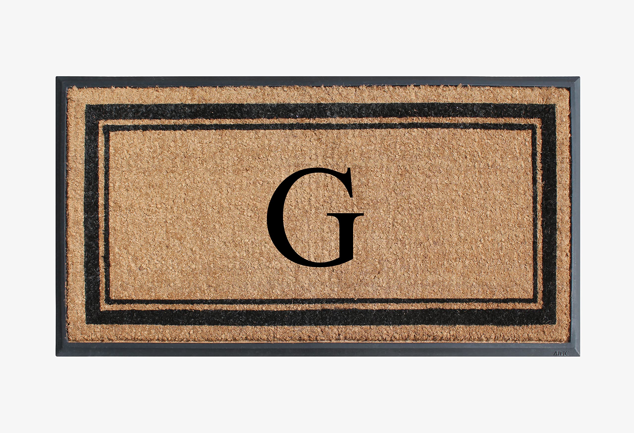 A1 Home Collections A1Hc Natural Rubber & Coir Doormat, 24X48, Monogrammed Door Mat For Front Door, Anti-Shed Treated Durable Do
