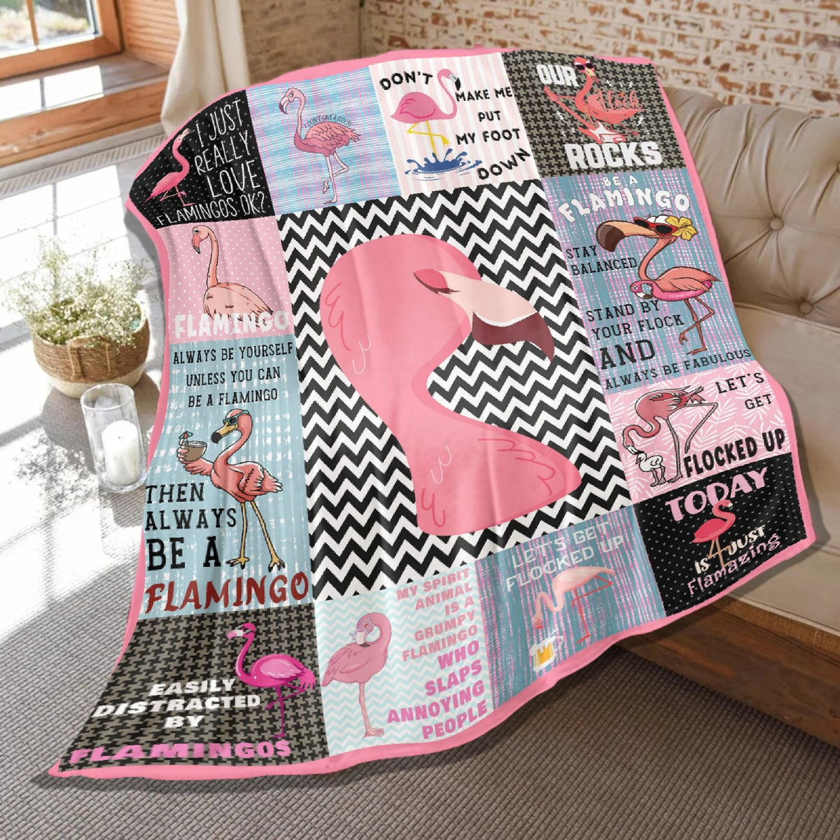 Flamingo Blanket,Funny Flamingo Collage Print Gifts For Flamingos Lovers, Soft Plush Flannel Throw Bed Sofa Bedroom Decoration 5