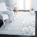 SAFAVIEH Adirondack Collection Area Rug - 9 x 12, Grey & Ivory, Floral Glam Damask Distressed Design, Non-Shedding & Easy Care