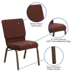 Flash Furniture HERCULES Series 18.5''W Stacking Church Chair in Brown Fabric - Gold Vein Frame