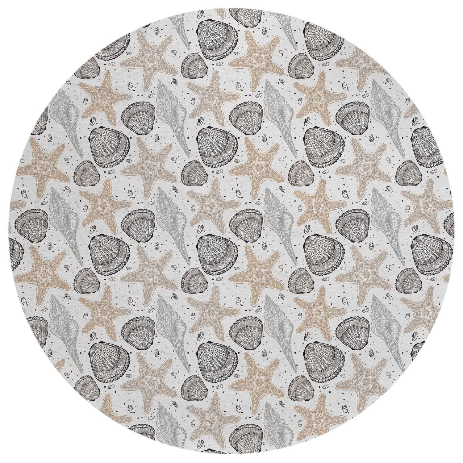 Seabreeze Sz4 Gray Coastal Rug Round 8' X 8'