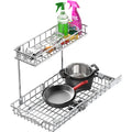 Simple Houseware 2Tier (L+M) Pull Out Under Cabinet Sliding Shelf, Chrome
