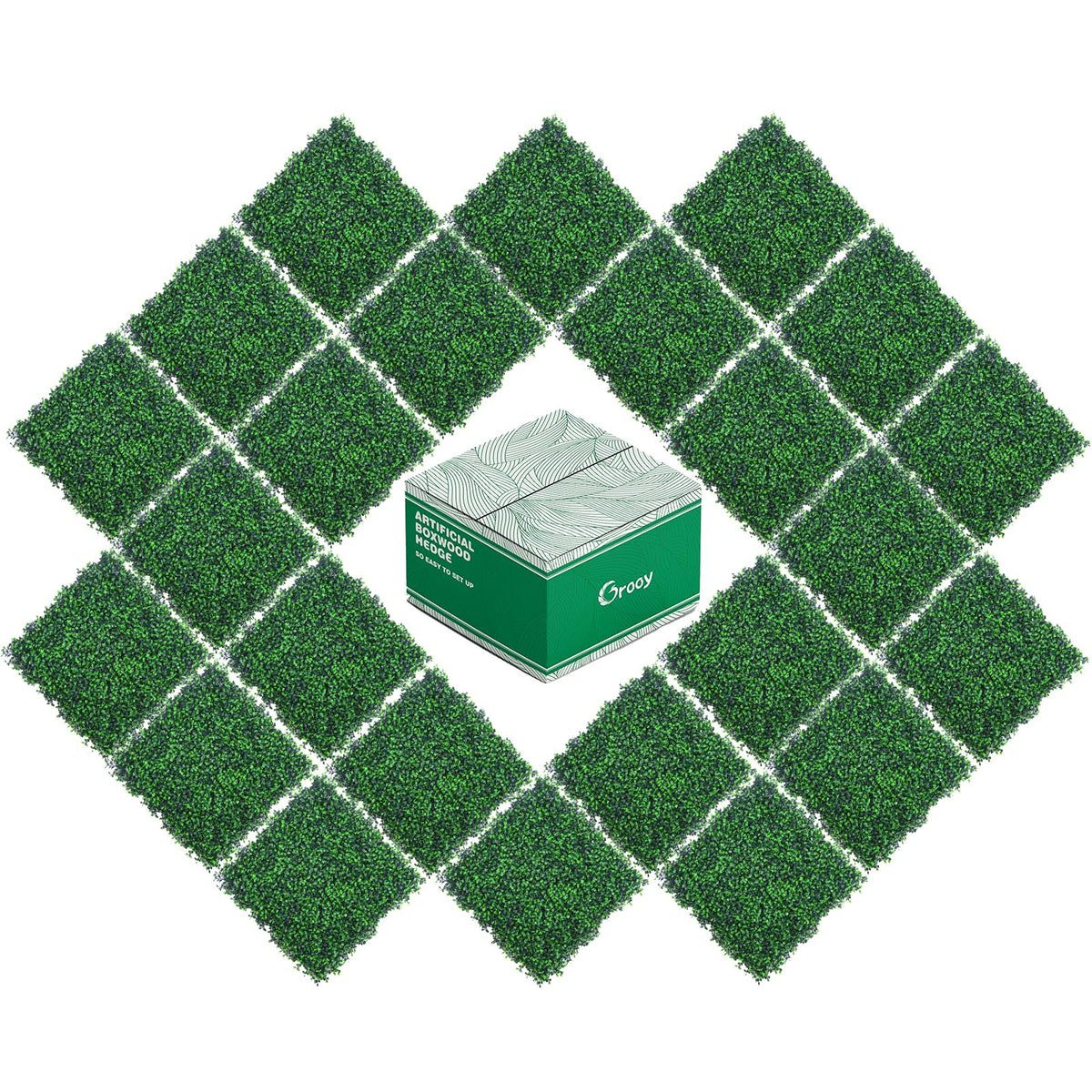 20'X20' Grass Wall,24Pcs Artificial Boxwood Panels,4 Layers Plant Wall, Greenery Wall Backdrop,Privacy Hedge Screen,Green Wall