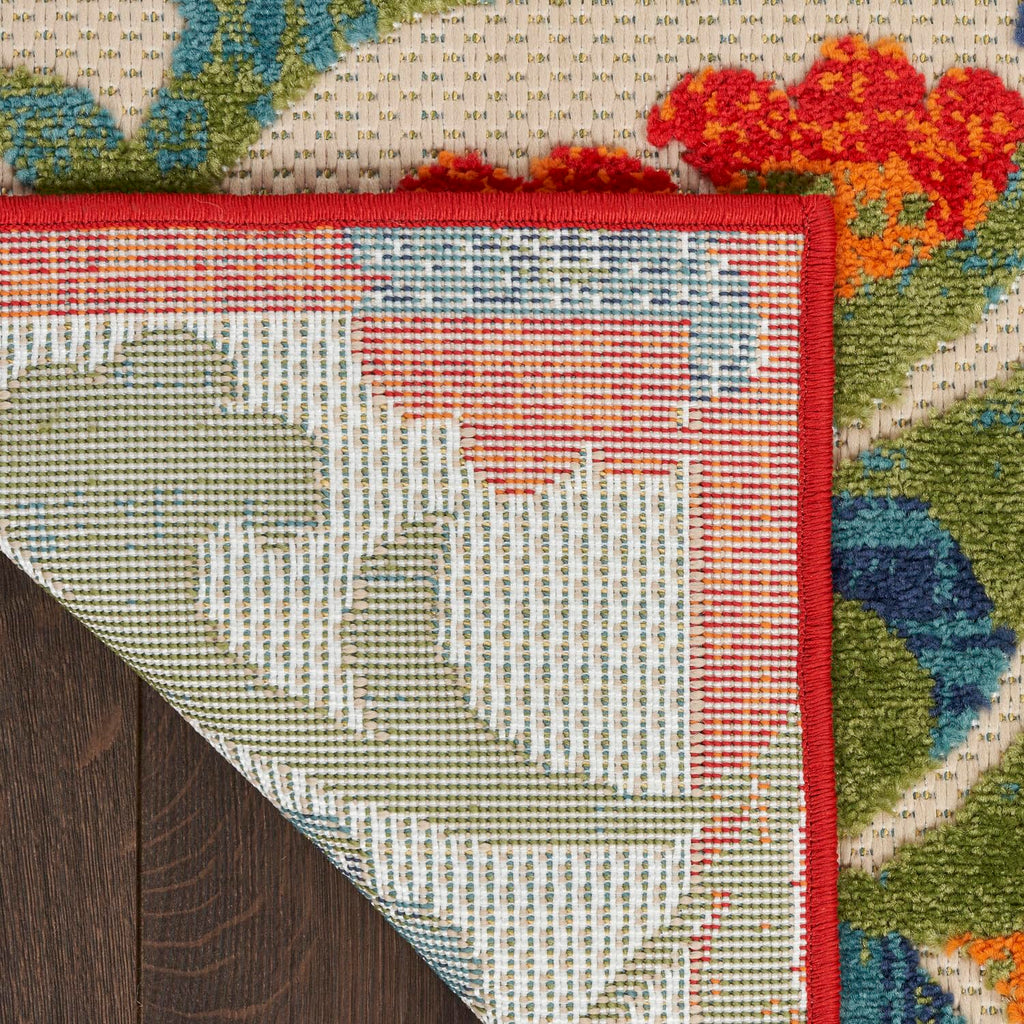 Nourison Aloha Indoor/Outdoor Red Multicolor 2' X 6' Area Rug, Easy Cleaning, Non Shedding, Bed Room, Living Room, Dining Room, Backyard, Deck, Patio (2X6)