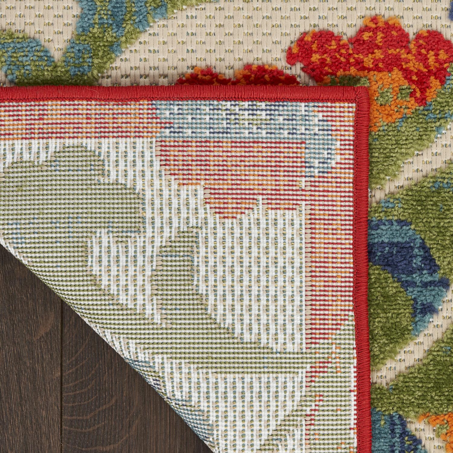 Nourison Aloha Indoor/Outdoor Red Multicolor 2' X 6' Area Rug, Easy Cleaning, Non Shedding, Bed Room, Living Room, Dining Room, Backyard, Deck, Patio (2X6)
