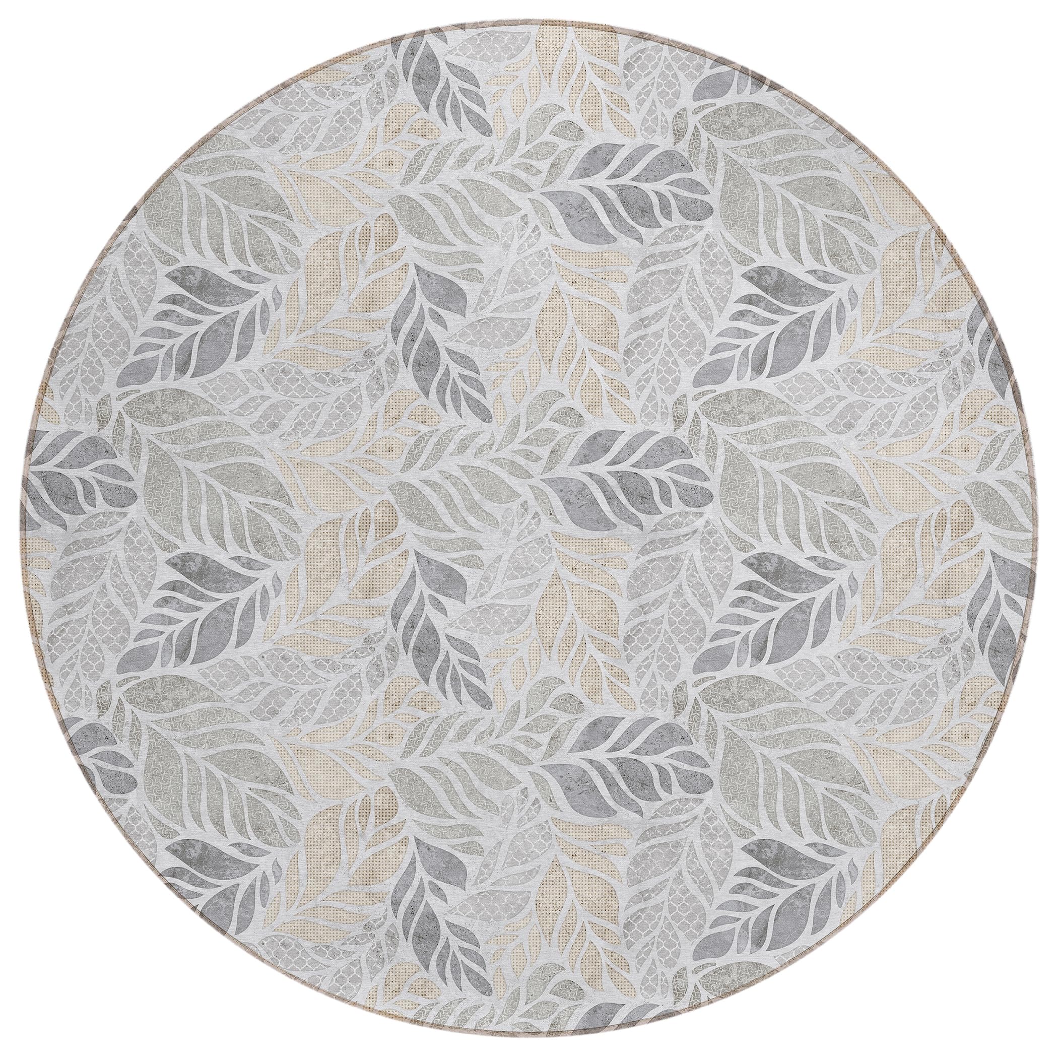Dalyn Rugs Tropics Tc3 Gray 8' X 8' Indoor Outdoor Round Rug, Easy Clean, Machine Washable, Non Shedding, Bedroom, Living Room, Dining Room, Kitchen, Patio Rug