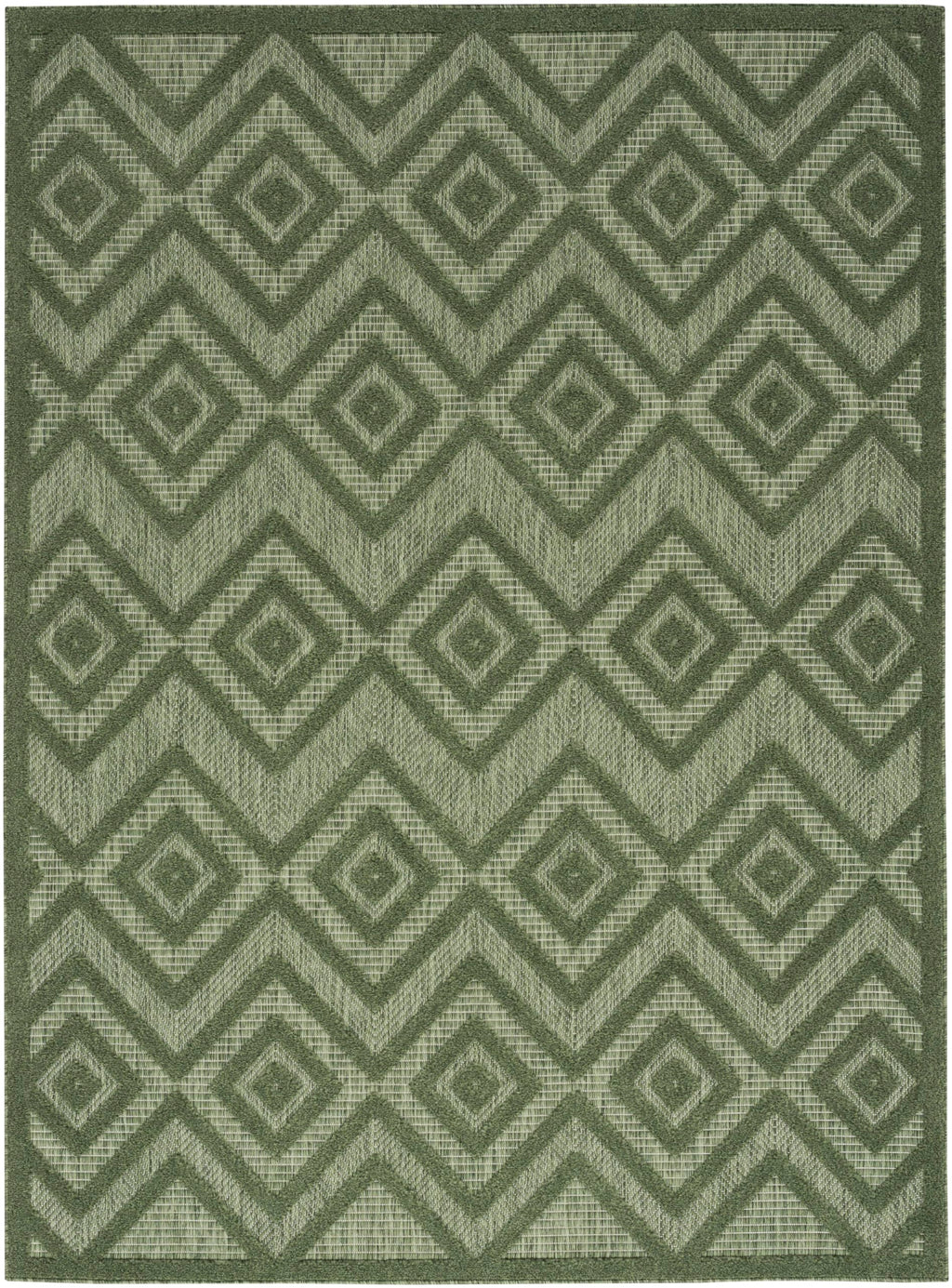Nourison Versatile Indoor/Outdoor Green 6' X 9' Area Rug, Easy Cleaning, Non Shedding, Bed Room, Living Room, Dining Room, Backyard, Deck, Patio (6X9)