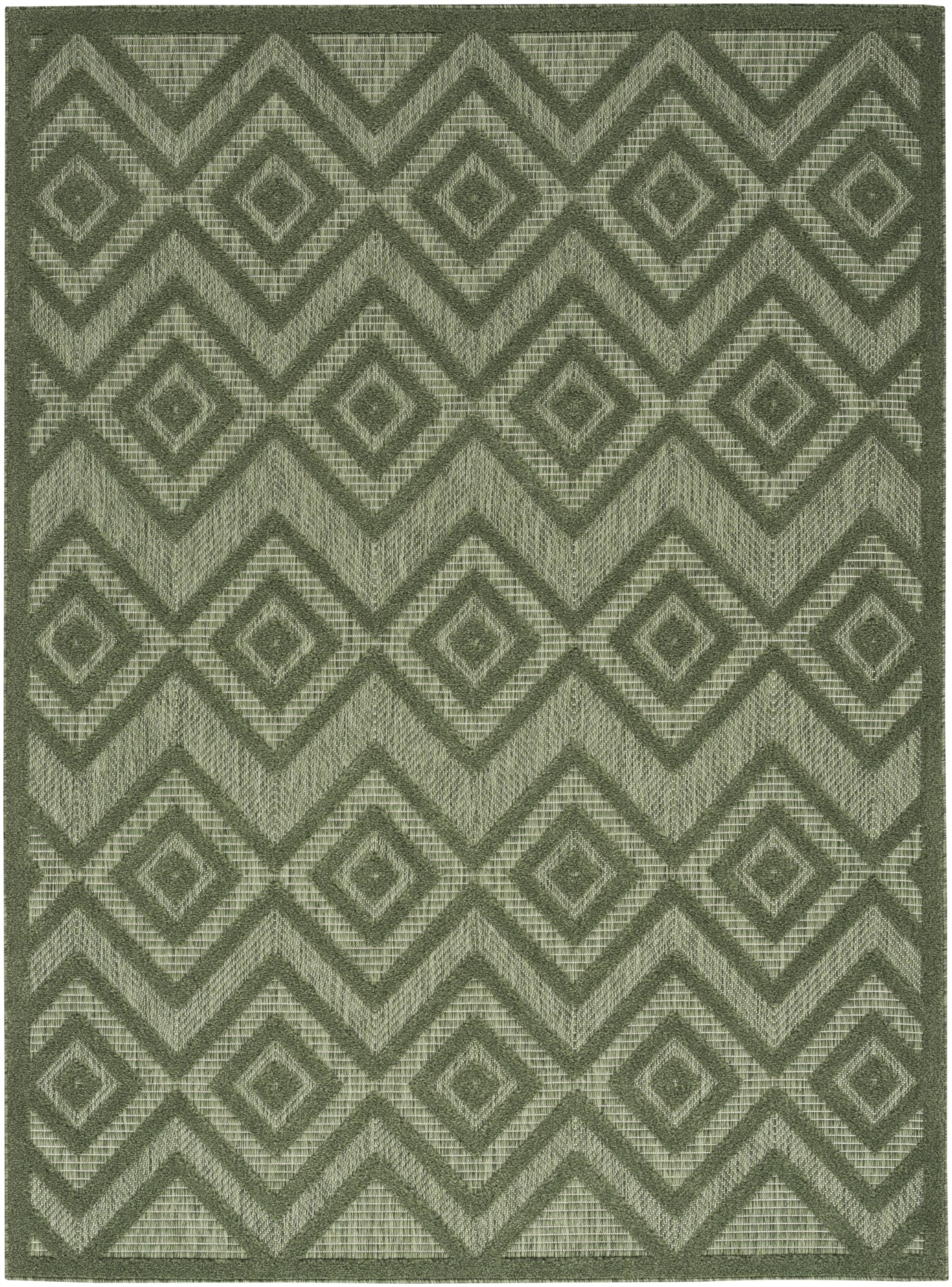 Nourison Versatile Indoor/Outdoor Green 6' X 9' Area Rug, Easy Cleaning, Non Shedding, Bed Room, Living Room, Dining Room, Backyard, Deck, Patio (6X9)