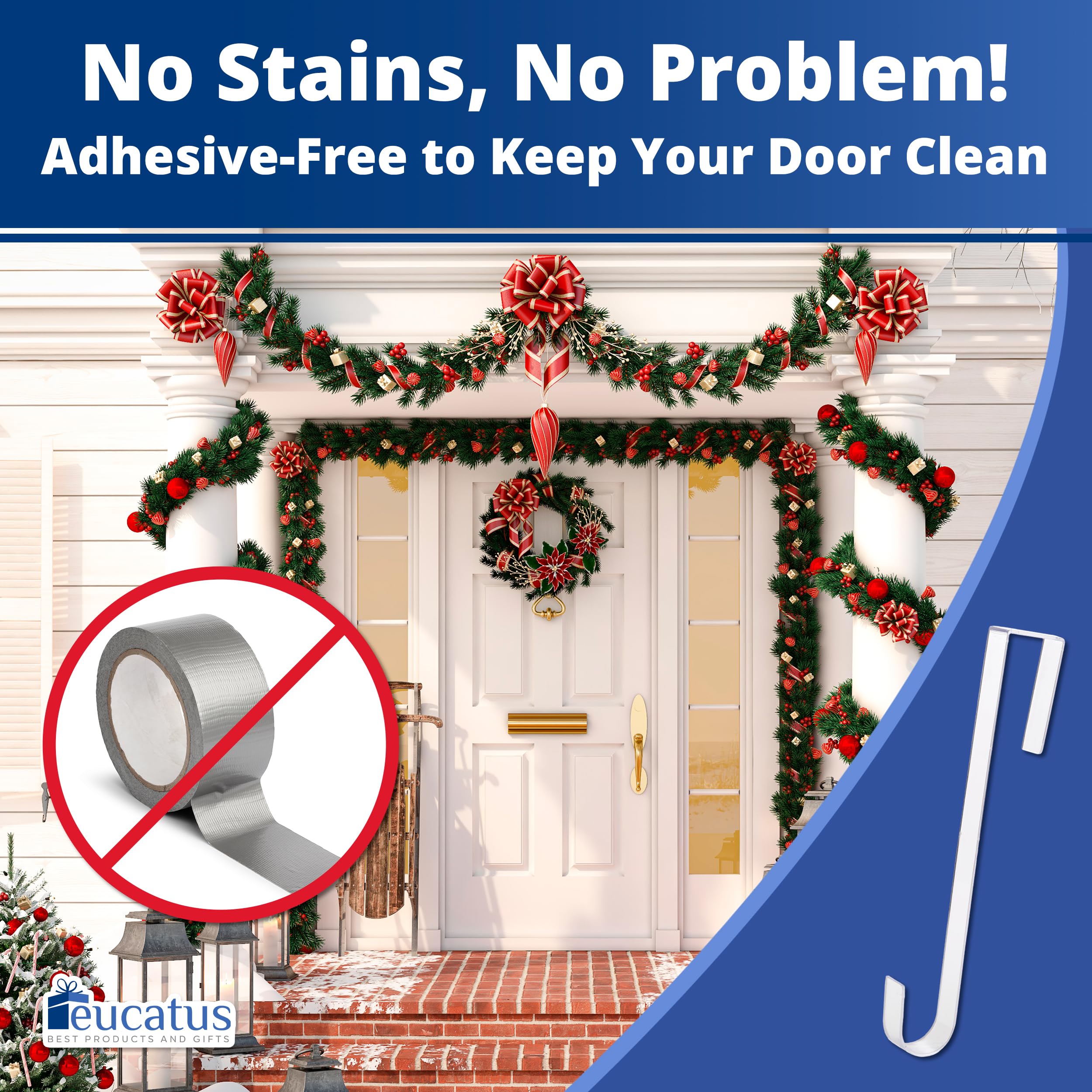 Non Scratch 100% Clear 12In Wreath Hanger 3Pk. Slim Christmas Wreaths Holders For Hanging Fall Halloween Decorations Over Front